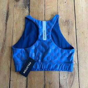 Peloton Show Up High Neck Bra Blue Check